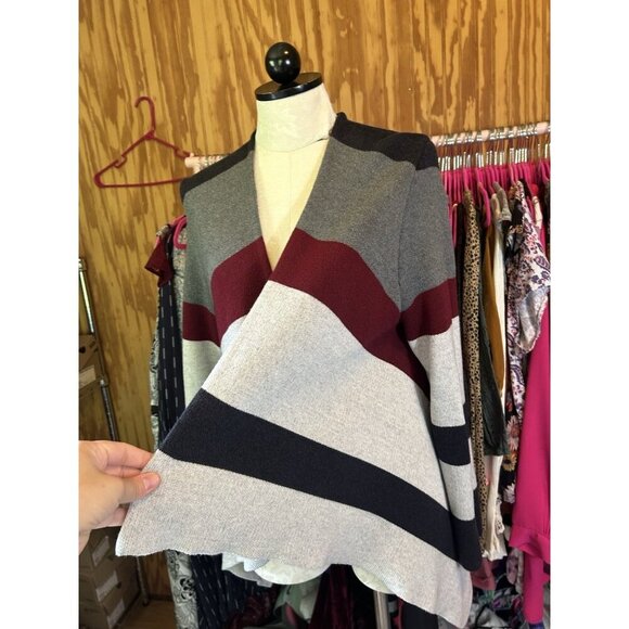 Thakoon Collective Striped Front Drape Cardigan RTR Long Sleeve Knit Sz S Boho - Picture 5 of 11